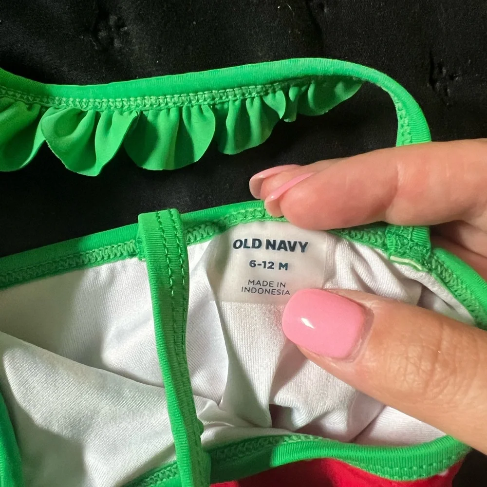 Old Navy Red and Green One Piece Swimsuit - Picture 2 of 2